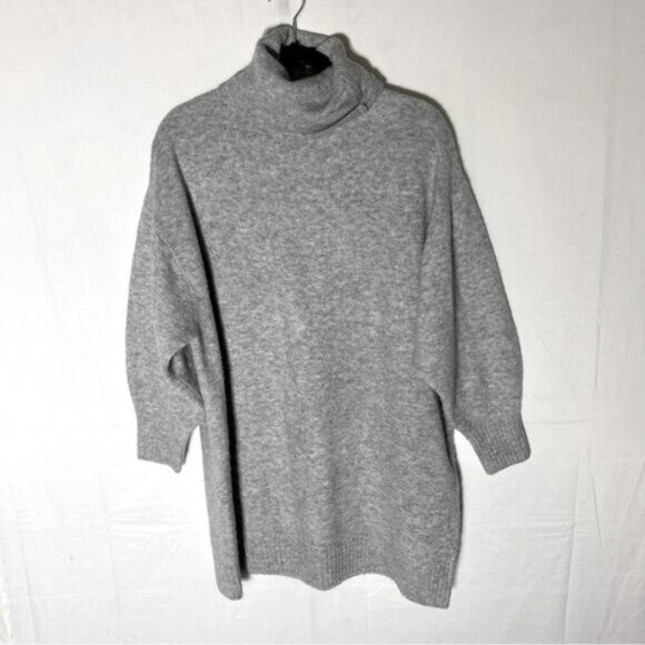 Mango Oversized Grey Knit Turtleneck Sweater W Bubble Sleeves M - Picture 14 of 14